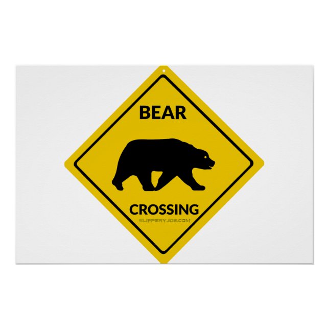 SlipperyJoe's bear crossing sign bear silhouette w (Front)