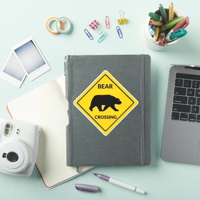 SlipperyJoe's bear crossing sign bear silhouette w (iPad Cover)