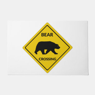 SlipperyJoe's bear crossing sign bear silhouette w Doormat