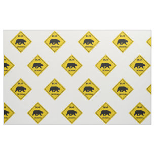 SlipperyJoe's bear crossing sign bear silhouette w Fabric