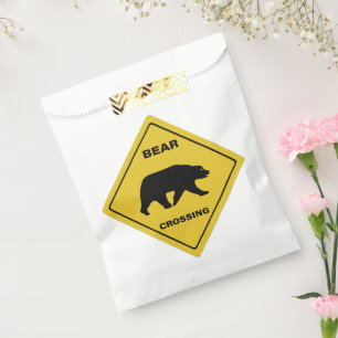 SlipperyJoe's bear crossing sign bear silhouette w Favour Bag