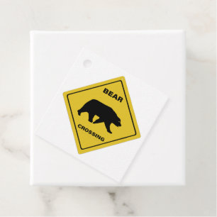 SlipperyJoe's bear crossing sign bear silhouette w Favour Tags