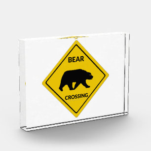 SlipperyJoe's bear crossing sign bear silhouette w Photo Block