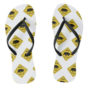 SlipperyJoe's bear crossing sign bear silhouette w Thongs