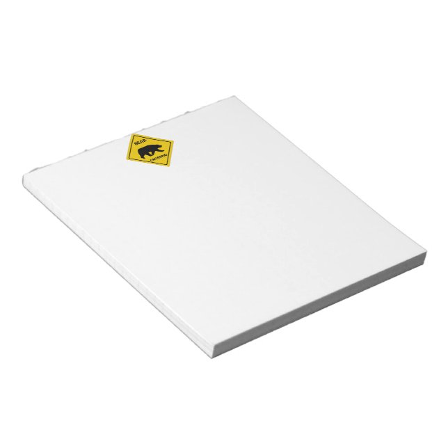 SlipperyJoe's bear crossing sign silhouette yellow Notepad (Angled)