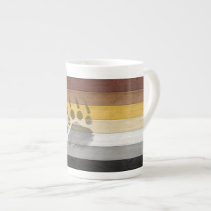 SlipperyJoe's Bear Pride flag wooden floor texture Bone China Mug