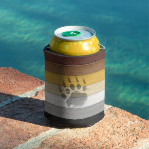 SlipperyJoe's Bear Pride flag wooden floor texture Can Cooler