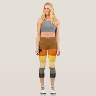 SlipperyJoe's Bear Pride flag wooden floor texture Capri Leggings