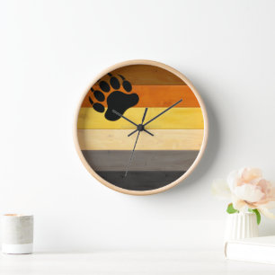 SlipperyJoe's Bear Pride flag wooden floor texture Clock