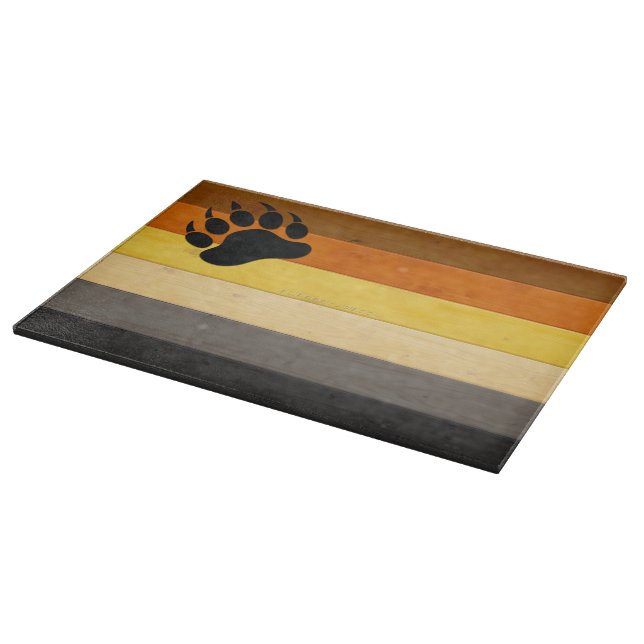 SlipperyJoe's Bear Pride flag wooden floor texture Cutting Board (Corner)