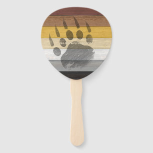 SlipperyJoe's Bear Pride flag wooden floor texture Hand Fan