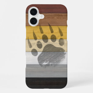 SlipperyJoe's Bear Pride flag wooden floor texture iPhone 16 Plus Case
