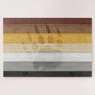 SlipperyJoe's Bear Pride flag wooden floor texture Jigsaw Puzzle