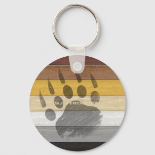 SlipperyJoe's Bear Pride flag wooden floor texture Key Ring