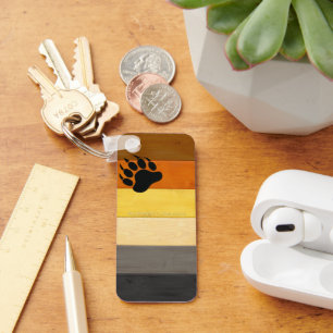 SlipperyJoe's Bear Pride flag wooden floor texture Key Ring
