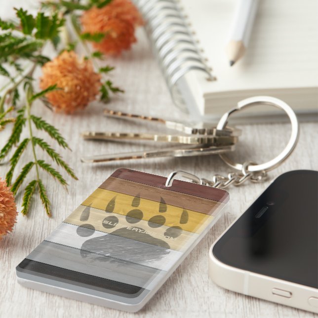 SlipperyJoe's Bear Pride flag wooden floor texture Key Ring (Front Right)