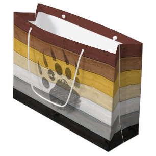 SlipperyJoe's Bear Pride flag wooden floor texture Large Gift Bag