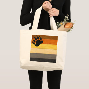 SlipperyJoe's Bear Pride flag wooden floor texture Large Tote Bag