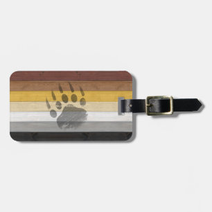 SlipperyJoe's Bear Pride flag wooden floor texture Luggage Tag