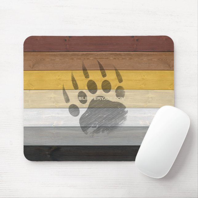 SlipperyJoe's Bear Pride flag wooden floor texture Mouse Pad (With Mouse)