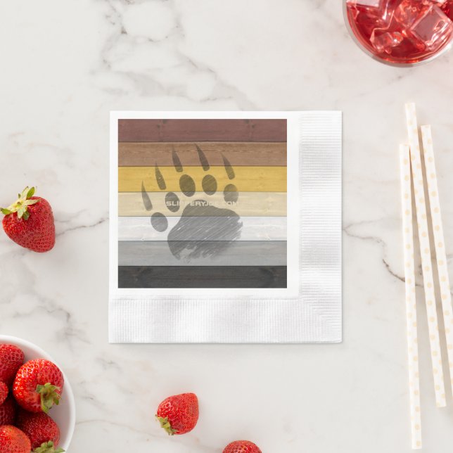 SlipperyJoe's Bear Pride flag wooden floor texture Napkin (Insitu)