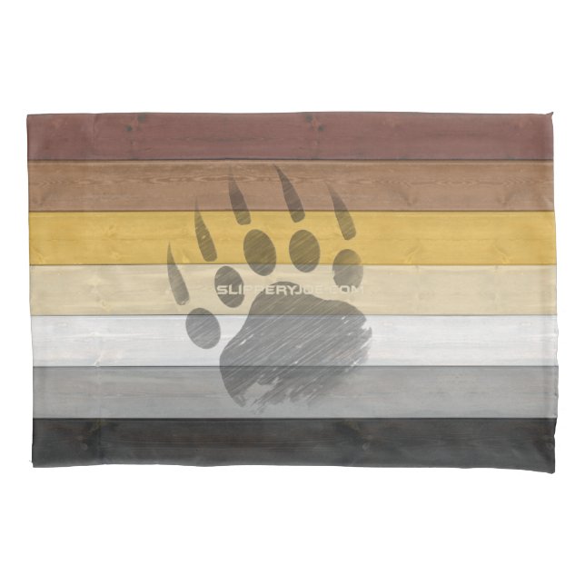 SlipperyJoe's Bear Pride flag wooden floor texture Pillowcase (Front)