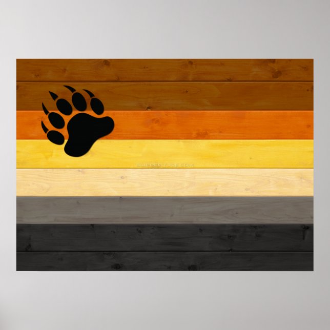 SlipperyJoe's Bear Pride flag wooden floor texture Poster (Front)