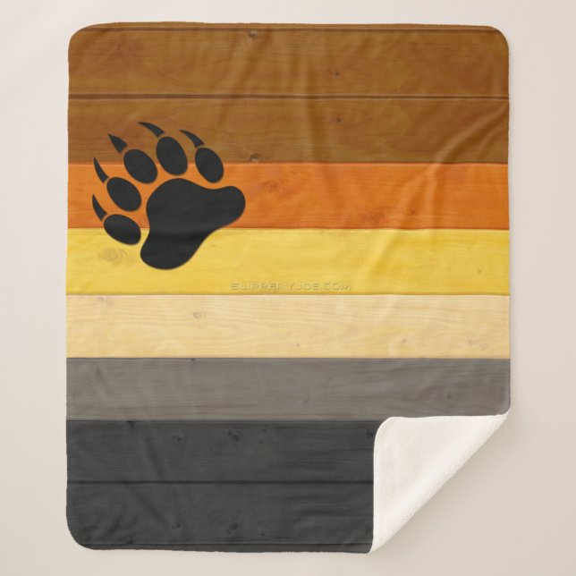 SlipperyJoe's Bear Pride flag wooden floor texture Sherpa Blanket (Front)