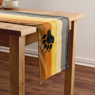 SlipperyJoe's Bear Pride flag wooden floor texture Short Table Runner