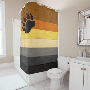 SlipperyJoe's Bear Pride flag wooden floor texture Shower Curtain