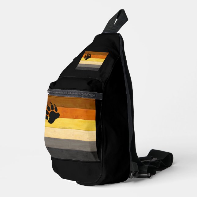 SlipperyJoe's Bear Pride flag wooden floor texture Sling Bag (Right Corner)