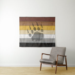 SlipperyJoe's Bear Pride flag wooden floor texture Tapestry