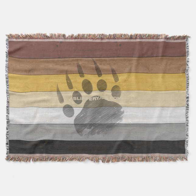 SlipperyJoe's Bear Pride flag wooden floor texture Throw Blanket (Front)