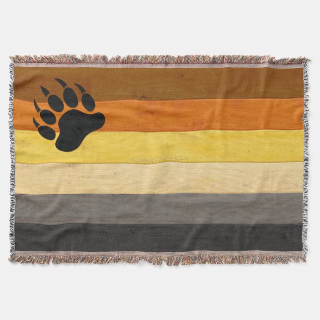 SlipperyJoe's Bear Pride flag wooden floor texture Throw Blanket (Front)