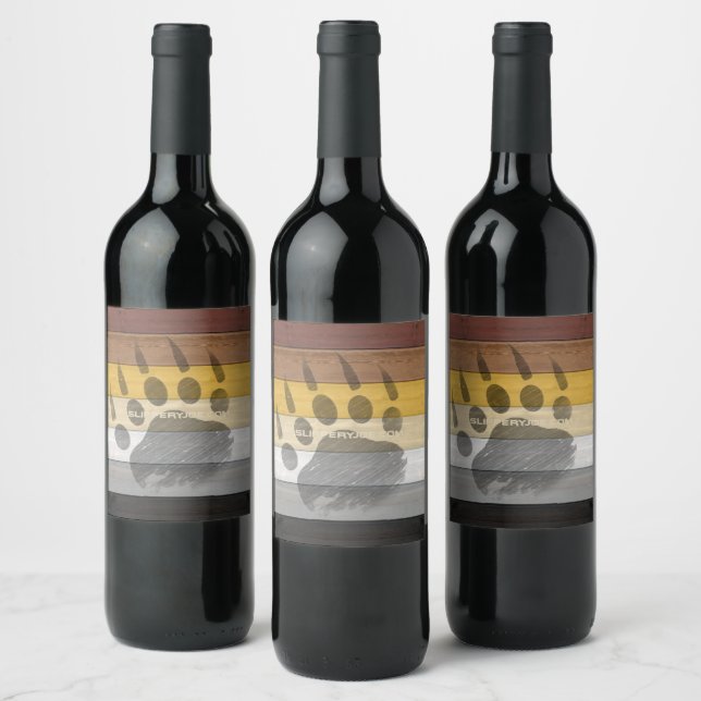 SlipperyJoe's Bear Pride flag wooden floor texture Wine Label (Bottles)