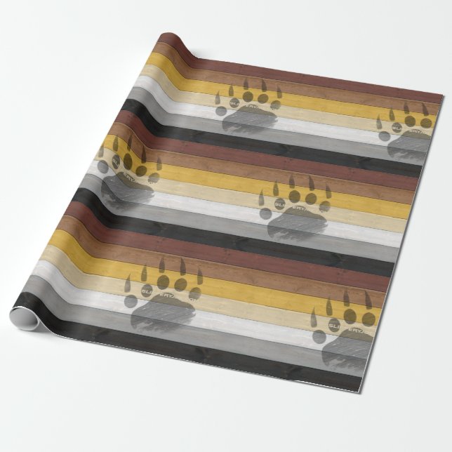 SlipperyJoe's Bear Pride flag wooden floor texture Wrapping Paper (Unrolled)