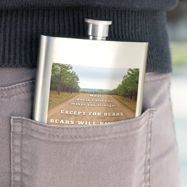 SlipperyJoe's bears will kill you paw prints press Hip Flask (In Situ)