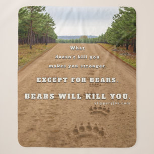 SlipperyJoe's bears will kill you paw prints press Sherpa Blanket