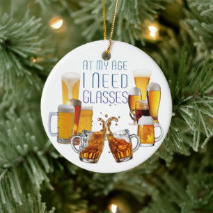 SlipperyJoe's beer glasses pilsner glasses steins  Ceramic Ornament