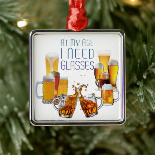 SlipperyJoe's beer glasses pilsner glasses steins Metal Ornament