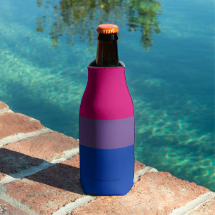 SlipperyJoe's Bisexual Pride Flag colours magenta Bottle Cooler