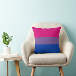SlipperyJoe's Bisexual Pride Flag colours magenta Cushion