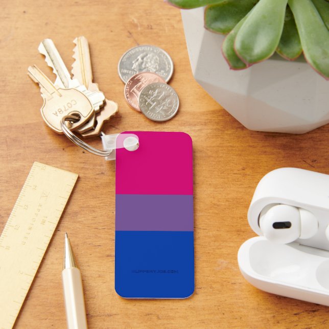 SlipperyJoe's Bisexual Pride Flag colours magenta  Key Ring (Desk)