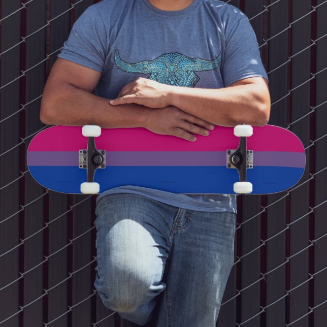 SlipperyJoe's Bisexual Pride Flag colours magenta  Skateboard (Outdoor 3)