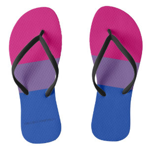 SlipperyJoe's Bisexual Pride Flag colours magenta  Thongs
