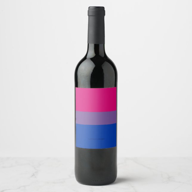 SlipperyJoe's Bisexual Pride Flag colours magenta  Wine Label (Front)