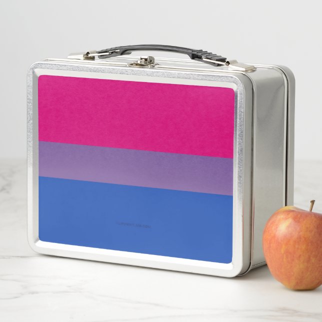 SlipperyJoe's Bisexual Pride Flag lavender-pink bl Metal Lunch Box (In Situ)