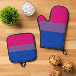 SlipperyJoe's Bisexual Pride Flag lavender-pink bl Oven Mitt & Pot Holder Set
