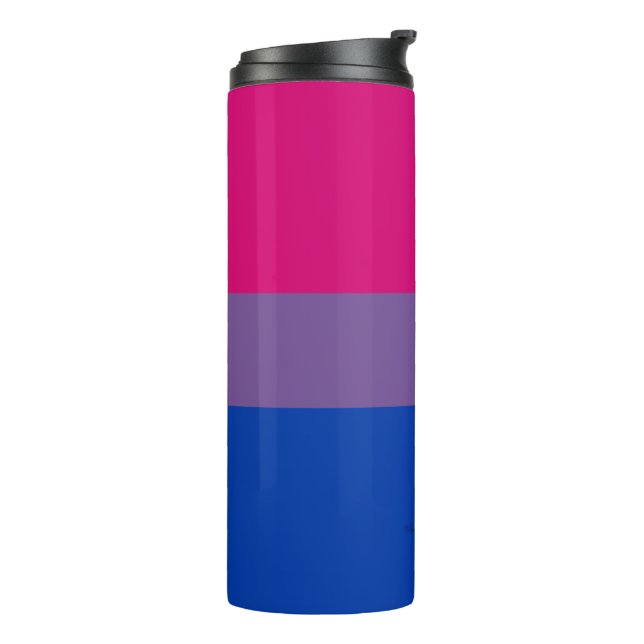 SlipperyJoe's Bisexual Pride Flag lavender-pink bl Thermal Tumbler (Rotated Left)