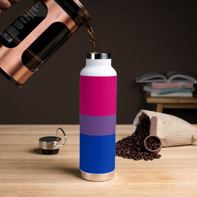 SlipperyJoe's Bisexual Pride Flag lavender-pink bl Water Bottle (Coffee)